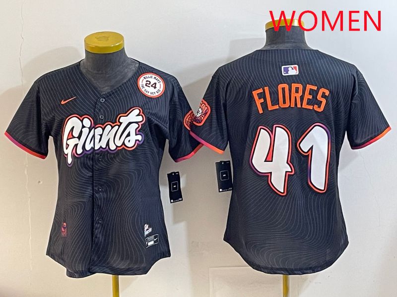 Women San Francisco Giants #41 Flores Black Joint Name 2025 Nike MLB Jersey style 10